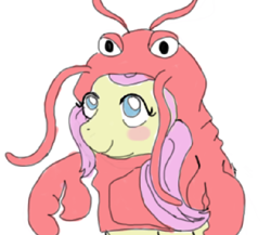 Size: 716x621 | Tagged: safe, artist:rocketp0ne, fluttershy, lobster, pegasus, pony, clothes, costume