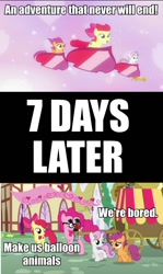 Size: 572x960 | Tagged: safe, edit, edited screencap, screencap, apple bloom, pinkie pie, scootaloo, sweetie belle, earth pony, pony, crusaders of the lost mark, the one where pinkie pie knows, bored, comic, cutie mark, cutie mark crusaders, screencap comic, text, the cmc's cutie marks