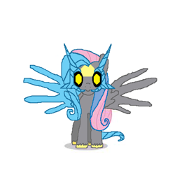 Size: 480x480 | Tagged: safe, fluttershy, crossover, fusion, i regret nothing, kyurem, kyurshy, pokémon, ponymon, solo