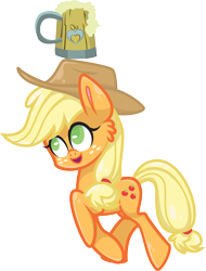 Size: 2608x3423 | Tagged: safe, artist:benybing, applejack, earth pony, pony, the super speedy cider squeezy 6000, cider, scene interpretation, simple background, solo, style emulation, transparent background, trotting