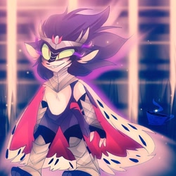 Size: 768x768 | Tagged: safe, artist:cocoa_cola_boi, derpibooru import, king sombra, anthro, unicorn, cape, clothes, male, shadow the hedgehog, smiling, solo, sombra eyes, sonic the hedgehog (series), sonicified