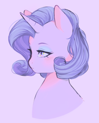 Size: 1138x1413 | Tagged: safe, artist:serafelis, rarity, pony, unicorn, blushing, bust, cute, female, lidded eyes, mare, pink background, portrait, raribetes, simple background, solo, white background