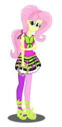 Size: 1834x3738 | Tagged: safe, artist:deannaphantom13, fluttershy, equestria girls, friendship through the ages, clothes, looking at you, musical instrument, shine like rainbows, simple background, smiling, solo, tambourine, transparent background