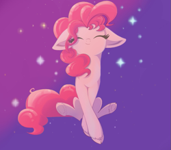 Size: 647x567 | Tagged: safe, artist:banoodle, pinkie pie, earth pony, pony, cloven hooves, doodle, eyes closed, floppy ears, solo, sparkles