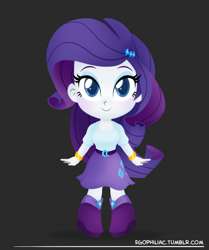 Size: 790x946 | Tagged: safe, artist:egophiliac, rarity, equestria girls, chibi, cute, looking at you, raribetes, simple background, smiling, solo