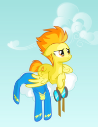 Size: 1024x1326 | Tagged: safe, artist:arvaus, derpibooru import, spitfire, goggles, solo, wonderbolts uniform