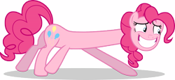 Size: 18660x8597 | Tagged: safe, artist:luckreza8, pinkie pie, earth pony, pony, the one where pinkie pie knows, .svg available, absurd resolution, are you frustrated?, faic, impossibly long neck, inkscape, long neck, necc, simple background, smiling, solo, transparent background, vector, wat