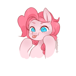 Size: 600x600 | Tagged: safe, artist:lemonheart, pinkie pie, earth pony, pony, :p, bust, cute, diapinkes, portrait, simple background, solo, tongue out, white background