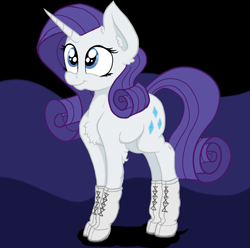 Size: 1245x1237 | Tagged: safe, artist:paskanaakka, derpibooru exclusive, rarity, pony, unicorn, abstract background, boots, chest fluff, ear fluff, female, hoof boots, mare, shoes, smiling, solo