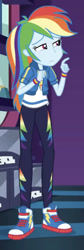 Size: 203x604 | Tagged: safe, derpibooru import, screencap, rainbow dash, equestria girls, equestria girls series, holidays unwrapped, spoiler:eqg series (season 2), canterlot mall, cropped, solo, squint, squinted eyes