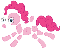 Size: 8700x7000 | Tagged: safe, artist:tardifice, pinkie pie, earth pony, pony, the one where pinkie pie knows, absurd resolution, disintegration, modular, movie quote in the comments, pinkie pieces, simple background, solo, transparent background, vector, wat