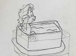 Size: 750x550 | Tagged: safe, artist:whistle blossom, derpibooru import, king sombra, pony, unicorn, bath, bathtub, colt, colt sombra, curved horn, cute, eyes closed, foal, horn, lineart, male, monochrome, simple background, sketch, smiling, solo, sombradorable, traditional art, water, wet, white background, younger