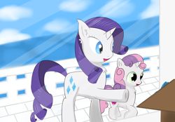 Size: 4300x3000 | Tagged: safe, artist:ghost3641, rarity, sweetie belle, pony, unicorn, chest fluff, ear fluff, pointing