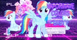 Size: 1280x676 | Tagged: safe, derpibooru import, rainbow dash, pegasus, pony, aesthetics, vaporwave