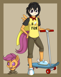 Size: 900x1125 | Tagged: safe, artist:kloudmutt, scootaloo, human, masking, ponyrumi