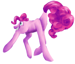 Size: 726x628 | Tagged: safe, artist:xkipkattx, pinkie pie, earth pony, pony, abomination, body part swap, creepy, head swap, not salmon, simple background, solo, swap, tail swap, wat, what has science done, white background