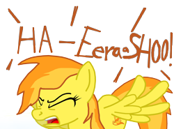 Size: 3124x2314 | Tagged: safe, artist:masterxtreme, derpibooru import, spitfire, eyes closed, fetish, open mouth, simple background, sneezing, sneezing fetish, solo, spray, transparent background, wonderbolts