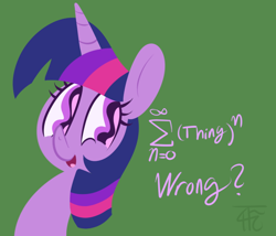 Size: 656x562 | Tagged: safe, artist:php92, derpibooru import, twilight sparkle, twilight sparkle (alicorn), alicorn, pony, fancy mathematics, female, mare, math, pun, solo, visual pun, wingding eyes