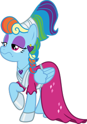 Size: 4251x6041 | Tagged: safe, artist:digimonlover101, derpibooru import, rainbow dash, pegasus, pony, sparkle's seven, absurd resolution, alternate hairstyle, clothes, dress, female, mare, megara, megaradash, simple background, solo, that was fast, transparent background, vector