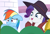 Size: 1440x981 | Tagged: safe, derpibooru import, screencap, rainbow dash, rarity, pegasus, pony, unicorn, sparkle's seven, scared, varying degrees of want