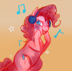 Size: 1280x1266 | Tagged: safe, artist:cherivinca, pinkie pie, earth pony, pony, headphones, music notes, solo