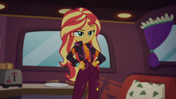 Size: 1280x720 | Tagged: safe, screencap, sunset shimmer, better together, equestria girls, sunset's backstage pass!, hands on hip