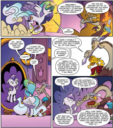 Size: 953x1080 | Tagged: safe, artist:jay fosgitt, idw, discord, princess celestia, alicorn, draconequus, pegasus, pony, spoiler:comic, spoiler:comic50, for the pony who has everything, mirror, transformation