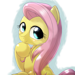 Size: 1000x1000 | Tagged: safe, artist:ushiro no kukan, fluttershy, pegasus, pony, female, mare, simple background, solo