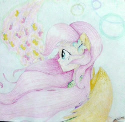 Size: 1024x994 | Tagged: safe, artist:gogreengirl-ggg, fluttershy, butterfly, human, eared humanization, humanized, solo, winged humanization