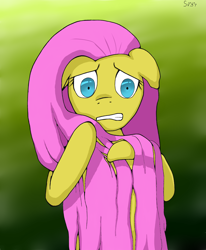 Size: 2344x2848 | Tagged: safe, artist:sv37, fluttershy, pegasus, pony, female, mare, scared, signature, solo, standing