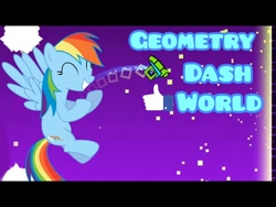 Size: 480x360 | Tagged: safe, derpibooru import, rainbow dash, pegasus, pony, awesome, female, geometry dash, geometry dash world, icon, level, like, smiling, wings, yay