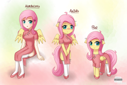Size: 1800x1200 | Tagged: safe, artist:vanillafox2035, fluttershy, anthro, human, anthro chart, arm hooves, blushing, cheongsam, clothes, cute, humanized, looking at you, shyabetes, winged humanization