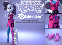 Size: 2667x1920 | Tagged: safe, artist:efk-san, rarity, equestria girls, rainbow rocks, 3d, blender, clothes, dress, female, keytar, musical instrument, rainbow rocks outfit, solo