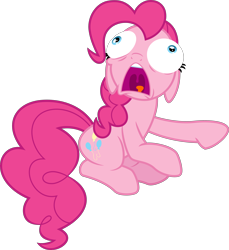 Size: 4000x4364 | Tagged: safe, artist:jeatz-axl, pinkie pie, earth pony, pony, the one where pinkie pie knows, .svg available, eye bulging, floppy ears, meme, open mouth, simple background, solo, special eyes, transparent background, vector