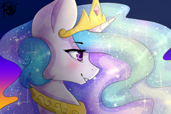 Size: 3000x2000 | Tagged: safe, artist:prettyshinegp, artist:tuzziixx, princess celestia, alicorn, pony, profile, side view, solo, sparkling