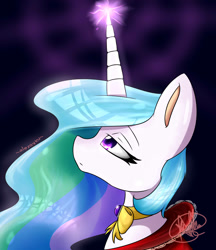 Size: 1548x1793 | Tagged: safe, artist:alezayku, princess celestia, alicorn, pony, clothes, magic, solo