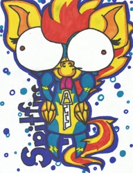 Size: 1024x1336 | Tagged: safe, artist:krazykari, derpibooru import, spitfire, gir, invader zim, solo, traditional art