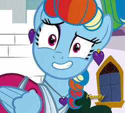 Size: 1193x1080 | Tagged: safe, derpibooru import, screencap, rainbow dash, pegasus, pony, sparkle's seven, clothes, dress, ear piercing, earring, faic, jewelry, megaradash, piercing