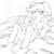 Size: 600x600 | Tagged: safe, artist:hiza take, apple bloom, applejack, earth pony, pony, anatomically incorrect, dialogue, incorrect leg anatomy, japanese, monochrome, pixiv