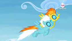 Size: 640x360 | Tagged: safe, derpibooru import, screencap, fleetfoot, spitfire, rainbow falls, puffy cheeks