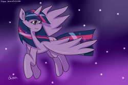 Size: 1920x1280 | Tagged: safe, artist:yichiau, derpibooru import, twilight sparkle, twilight sparkle (alicorn), alicorn, pony, female, flying, mare, solo