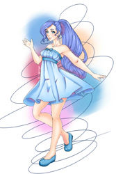 Size: 1000x1500 | Tagged: safe, artist:makierlendson, rarity, human, armpits, clothes, dress, humanized, looking at you, smiling, solo