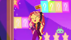 Size: 1920x1080 | Tagged: safe, screencap, sunset shimmer, better together, choose your own ending, equestria girls, the last drop, the last drop: sunset shimmer, cellphone, clothes, female, geode of empathy, happy, jacket, magical geodes, phone, smartphone, smiling, solo