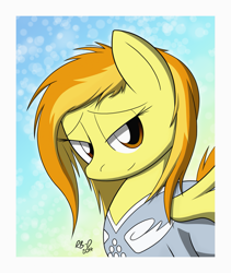 Size: 1613x1913 | Tagged: safe, artist:rb-d, derpibooru import, spitfire, pegasus, pony, female, mare, solo, two toned mane, wings, yellow coat