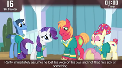 Size: 640x360 | Tagged: safe, screencap, big macintosh, rarity, pony, unicorn, filli vanilli, the ponytones