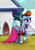 Size: 4250x6000 | Tagged: safe, artist:darksly, derpibooru import, rainbow dash, pegasus, pony, sparkle's seven, absurd resolution, alternate hairstyle, blushing, clothes, dress, ear piercing, earring, eyeshadow, female, jewelry, makeup, megaradash, necklace, outdoors, piercing, rainbow dash always dresses in style, raised hoof, shoes, solo