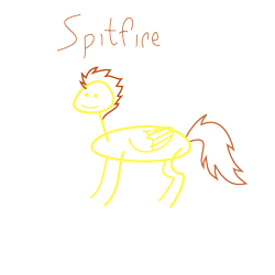 Size: 500x500 | Tagged: safe, derpibooru import, spitfire, pegasus, pony, female, mare, solo, stick figure, two toned mane, wings, yellow coat