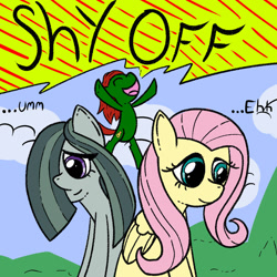 Size: 920x920 | Tagged: safe, artist:mysterywhiteflame, fluttershy, marble pie, oc, pegasus, pony, talking, yelling