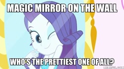 Size: 600x337 | Tagged: safe, edit, edited screencap, screencap, rarity, eqg summertime shorts, equestria girls, make up shake up, mirror, one eye closed, snow white and the seven dwarfs, wink