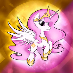 Size: 2539x2539 | Tagged: safe, artist:conniethecasanova, artist:flamevulture17, color edit, edit, princess celestia, alicorn, pony, colored, high res, pink-mane celestia, solo, younger